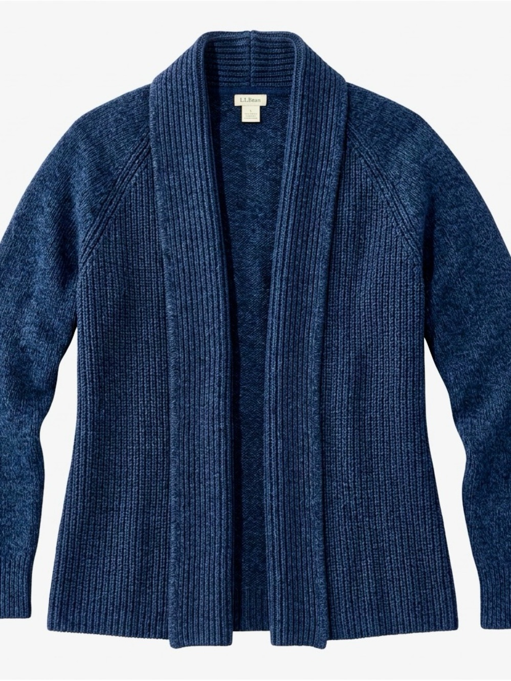 L.L. Bean Deep Blue Ribbed Shawl-Collar Cardigan